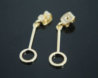 Dangle ring earring back, S86-G9, Nickel free, 2 pcs, 30x7mm, 1mm thick, 16K gold plated brass,  Earring back, Geometric Earring making