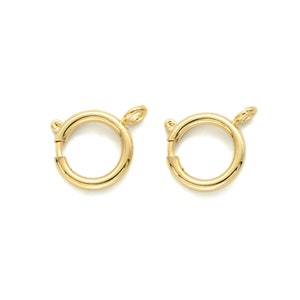 Può includere: Due chiusure a scatto in metallo dorato per collane o braccialetti. Ogni chiusura è un anello rotondo con un piccolo anello laterale.