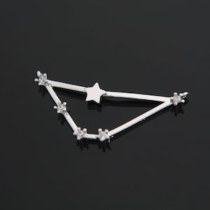 Zodiac pendant, Capricorn, K1-R10, 1 piece, Nickel free, Original rhodium plated brass, CZ, Constellation necklace pendant, Birth sign