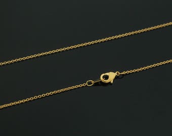 Nickel Free, Dainty Necklace Pre-made Chain for charms, N30-G1, 10 pcs Bulk Packing, 45cm (17.7"), 230S, 16K gold plated copper brass