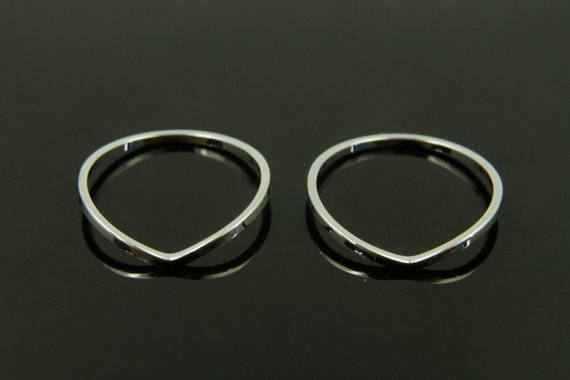 19mm V shaped ring charm, Nickel free, G4-R4, 2 pcs, 19x1mm, V ring pendant, Original rhodium plated brass, Jewelry making rings ni