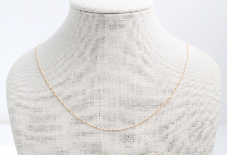 NEW, Dainty wave pre-made chain for charms, N130SETW-G1, Nickel Free, 1 piece, 43cm, 16K Gold Plated Copper Brass, Thin Necklace Making image 3