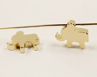 Elephant charm, Nickel free, S48-G2, 20 pcs, 12x11x2.5mm, Shiny gold plated brass, Animal elephant charm, Elephant pendant, GG13-14
