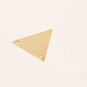 Triangle connector, S13-G2, 2 pcs, 27mm, 1mm thick, 2 holes, 16K Gold plated brass, Not easily tarnish, Stamping blank, G56-03