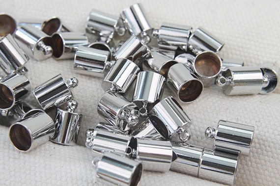 End cap, 12.5x8mm, Inner 7mm, Original rhodium plated brass, Nickel free, Cord, Clasp, CY25-02, Optional quantity, [J7-R2]