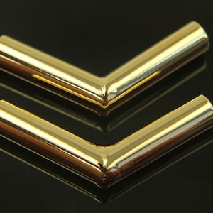 V Tube connector, S91-G2, 2 pcs, 38x17mm, Inner 5mm, V shaped round pipe, Round tube, 16K gold plated brass, Connector, Jewelry findings