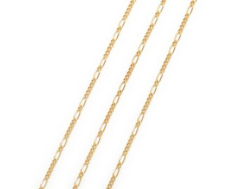 Tiny figaro chain, CJ51-06, 1m, 4x1.8mm link, 16k gold plate brass, Nickel free, Dainty charm, Jewelry making, Necklace chain, 140-13