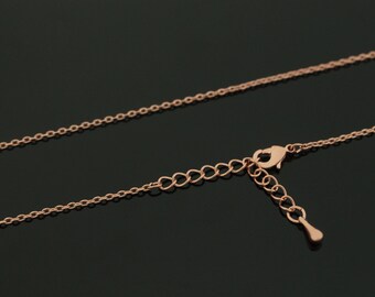 Dainty Necklace Pre-made Chain for charms, N40-P1, 10 pcs, 43cm (17"), 240s4DC chain, Rose gold plated copper brass
