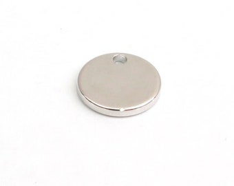 Coin, Nickel free, B9-R1, 20 pcs, 1 hole, 12x1.5mm, Bracelet coin, Rhodium plated brass, CY11-02
