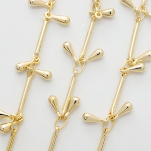 Pendulum Charms Chain, Nickle free, CJ37-03, 1 meter, 16K gold plated brass, Jewelry making unique chain, Not easily tarnish