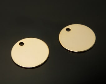 Coin disc, Nickel free, B3-G1, 10 pcs, 1 hole, 12mm, 16K gold plated brass, Brass tags, Necklace / Bracelet coin disc, CY05-01