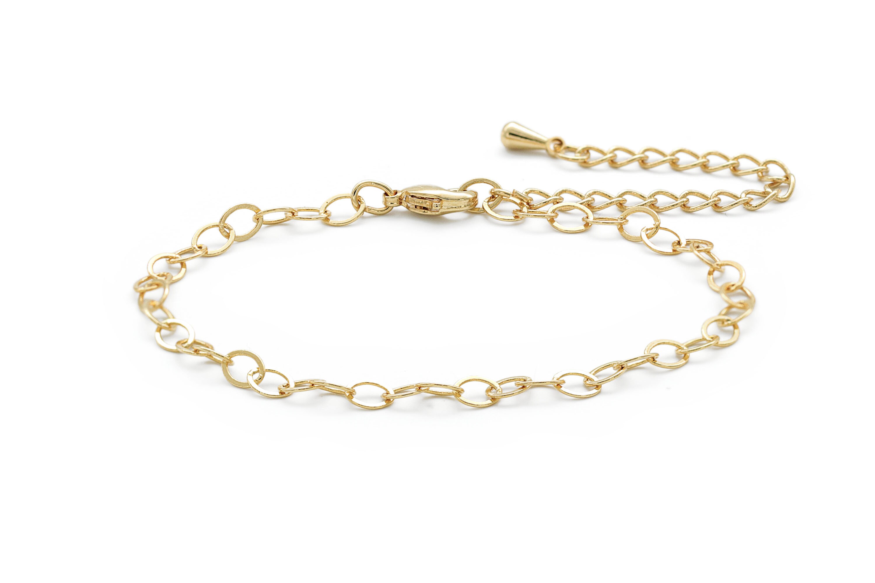 Flat Oval Link Chain Bracelet for Charms, B4710-G1, 1 Pc, 6