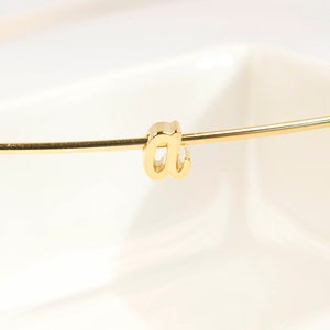 Puede incluir: Una pulsera dorada con un solo dije con la letra 'a'.