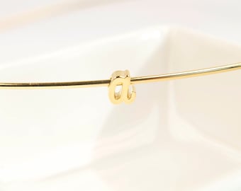 2 pieces, MARKDOWN, Alphabet a, Nickel free, AA-G5, 5x5x3mm, Hole size 1.6x1.6mm, Cursive letter, 16K gold plated brass, Not easily tarnish