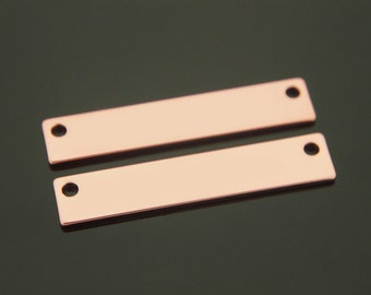 Bar, A15-P1, 10 Stück, 2 Löcher, 36x7mm, Rose vergoldet Messing, ideal für Stanzen und Gravieren, personalisierte Stanzen leere Bar