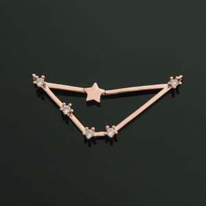 Zodiac pendant, Capricorn, K1-P10, 1 piece, Rose gold plated brass, CZ, Constellation necklace pendant, Birth sign, 30x14mm