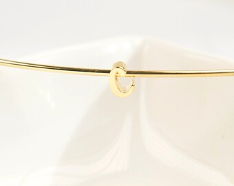 2 pieces, Markdown, Alphabet c, Nickel free, AC-G5, 5x4x3mm, Hole size 1.5x1.6mm, Cursive letter, 16K gold plated brass, Not easily tarnish