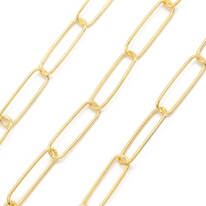 Large Cable Chain, Nickel free, CJ41-08, 1 meter, 21x7mm link, 16K Gold Plated Brass, Slim Oval Link Chain, Large Linked Chain