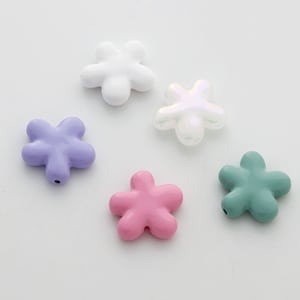 Colorful acrylic flower beads, Acrylic, Flower charm, Wholesale jewelry makings, Necklace making supplies, 2 pcs per color, [M20-VC1]