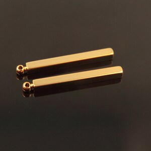 Square stick, Nickel free, S96-G1, 2 pcs, 22x2mm, 1 Link, Stick charm, 16K gold plated brass, Personalized stamping blank stick