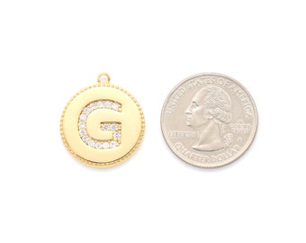 Coin Pendant Cubic Letter (large), Alphabet G, AG-G16, 1