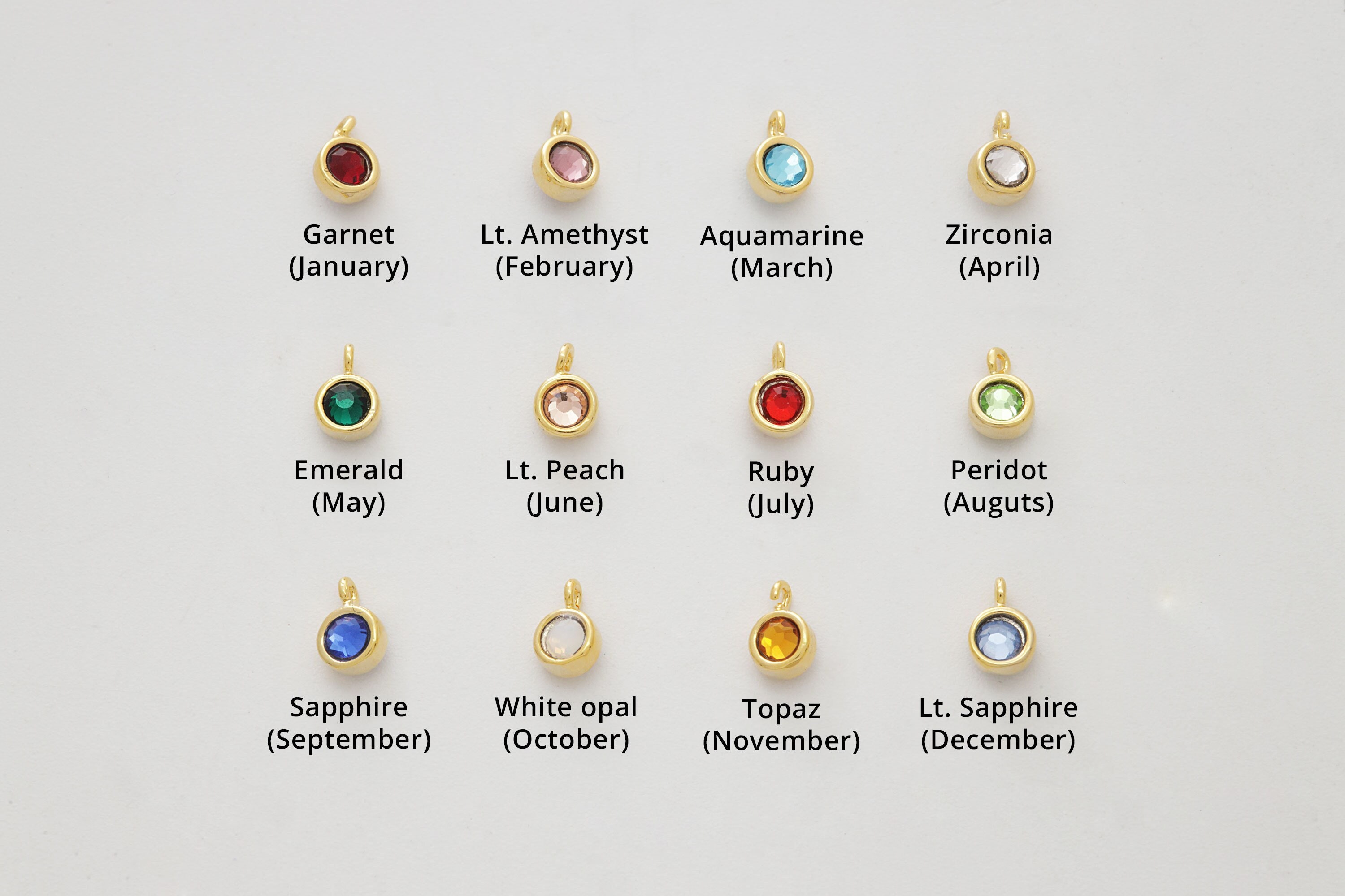Birth Stone Charm Set, K7SET-G, Nickel Free, 1 Set (12