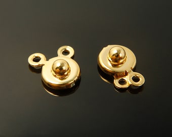 Snap clasp, T5-G1, 10 sets, 7.4mm, 16K gold plated brass, Not easily tarnish, PY02-02