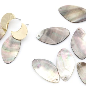 Mother-of-pearl Charm Pendant, M15-R3, 2 pcs, 29x16mm, 1.3mm thick, 1.1mm hole, Earrings making charm, Necklace making pendant