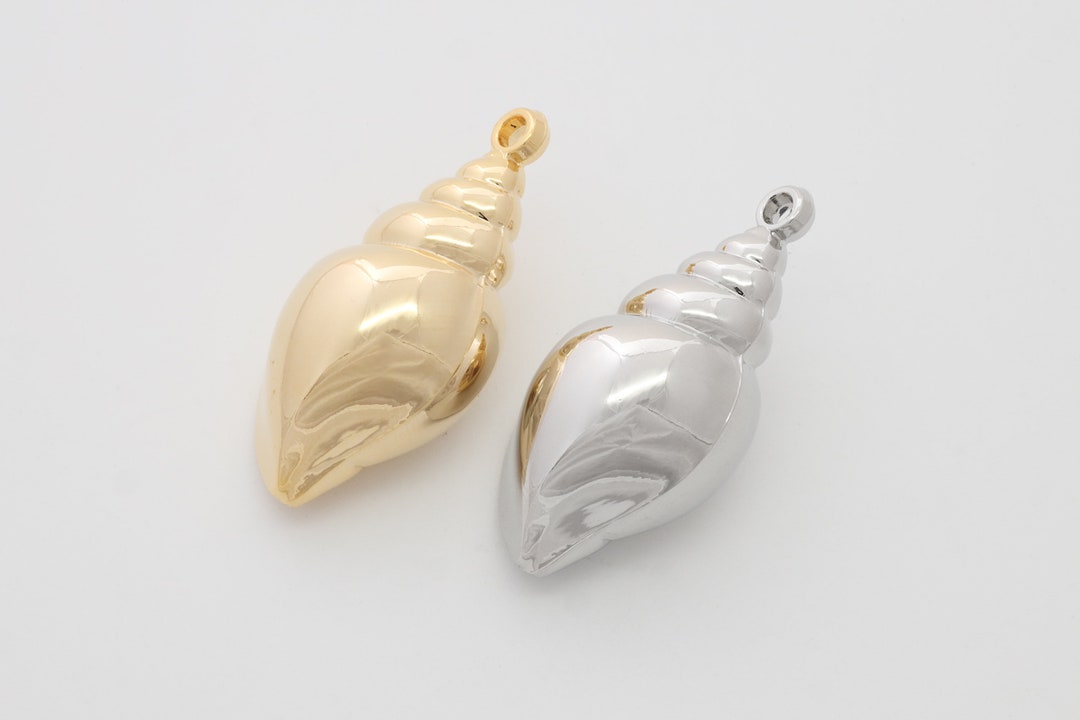 Extra Large Conch Shell Pendant, 16K Gold Plating, Imitation Rhodium ...
