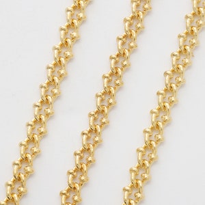Decorative chain, Nickel free, CB110S, CJ20-03, 1m, 4.5mm wide, 2mm thick, 16K gold plated copper brass, Anklet / Bracelet / Necklace chain image 1