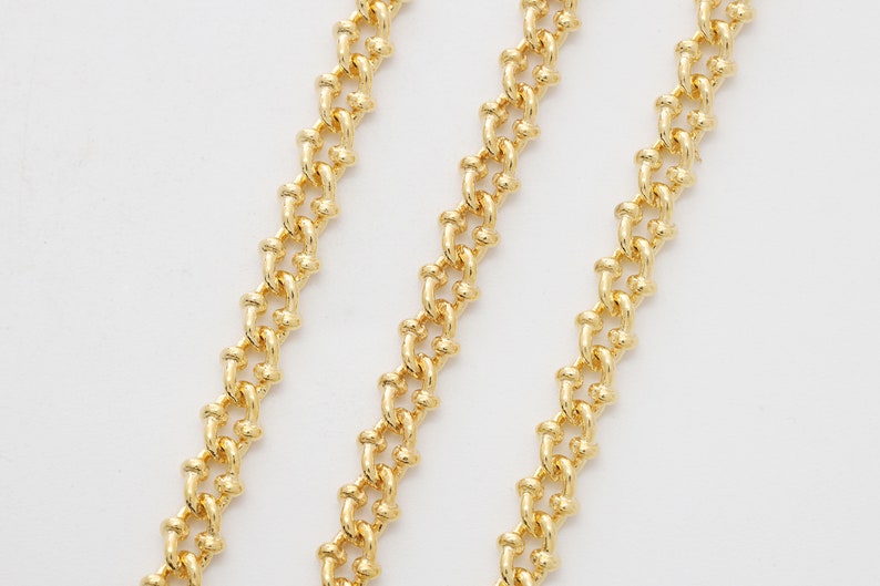 Decorative chain, Nickel free, CB110S, CJ20-03, 1m, 4.5mm wide, 2mm thick, 16K gold plated copper brass, Anklet / Bracelet / Necklace chain image 1