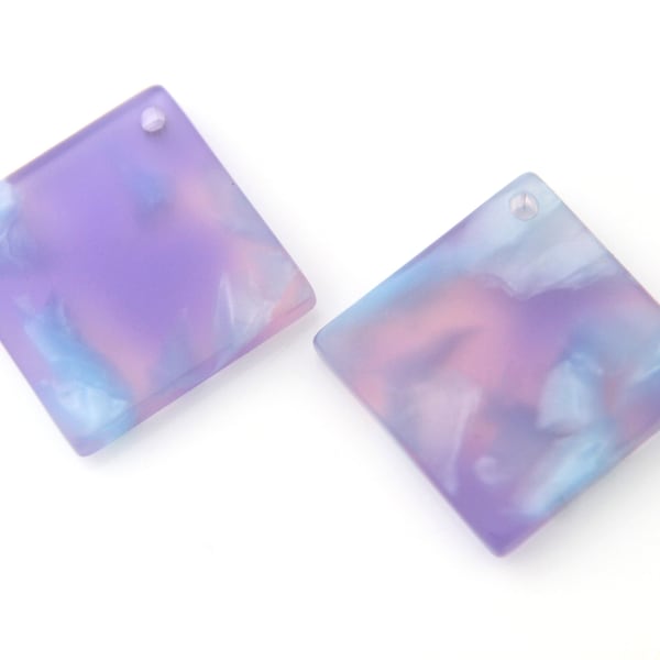 Acetate Celluloid Rhombus Charm Pendant, M10-R1, 2 pcs, 1 hole, 21mm, 2.6mm thick, 1.2mm hole, Tanzanite Mix