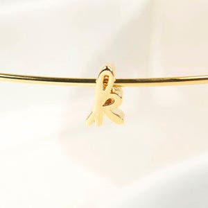 May include: A gold-colored bracelet with a charm in the shape of a bow.