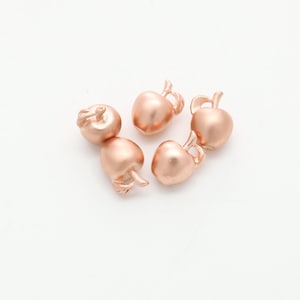 3D apple charm, N18-R5, 2 pcs, 11x9mm, Matte rose gold plated brass, Apple pendant
