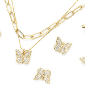 Cubic butterfly charm, Q12-G6, 1 piece, 16K gold plated brass, Nickel free, Butterfly charm, Butterfly jewelry