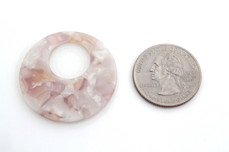 2.7mm thick Outer 35mm Acetate Celluloid Ring Charm 1 piece M5-P7 Inner 15mm Mother-of-Pearl Color Mix