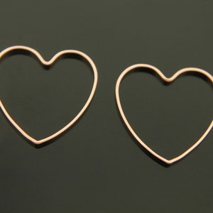 Heart charm, G28-P2, 20 pcs, 21x1x1mm, Heart ring, Rose gold plated brass, Jewelry making, Minimalist jewelry, Not easily tarnish