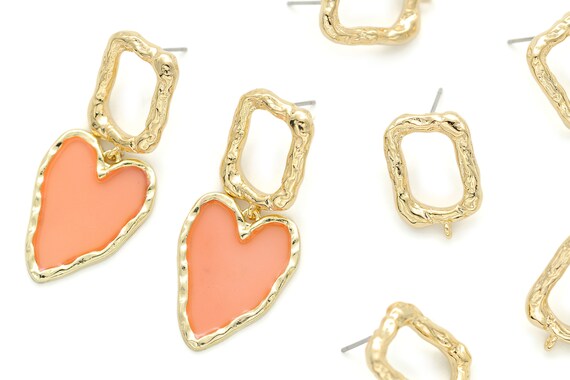 Antique frame earrings w/ loop, Wedding jewerly, Wedding earrings, Wedding accessories, Nickel free, Earring component, 2 pcs [S67-P2]