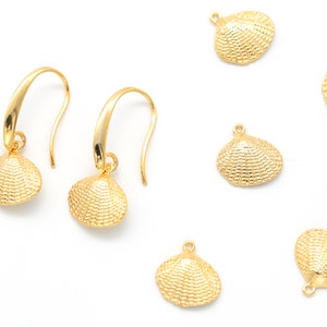 Scallop Shell Charm, 2 pcs, N3-G12, Ocean Themed, 10x12mm, Scallop Pendant, Sea Shell, Nautical Pendant, 16K Gold Plated Brass, Nickel Free