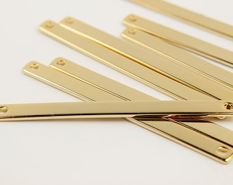 Bar pendant, A27-G1, 10 pcs, 2 holes, 50x4mm, 16K gold plated brass, Nickel free, Stamping blanks, Personalized bar pendant