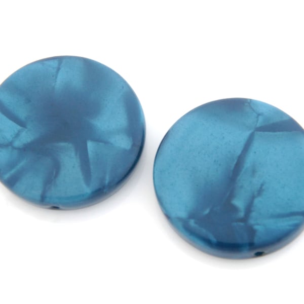 LAST STOCK, Acetate Celluloid Beads w/ 0.6mm hole, M12-R4, 2 pcs, 20x4mm, Dark Blue