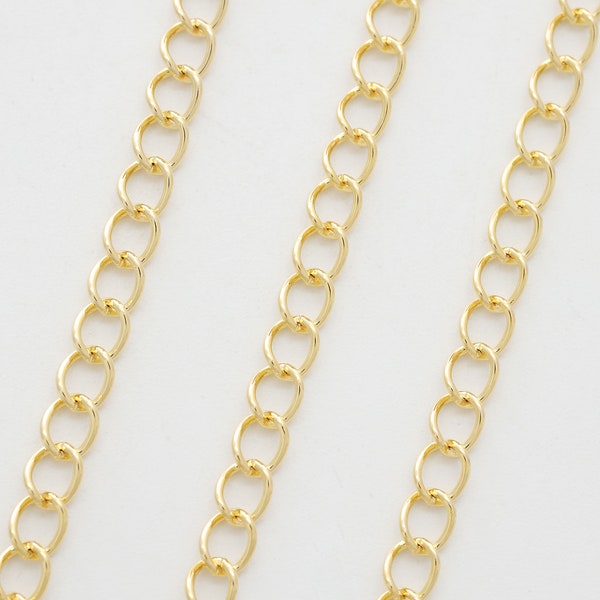 Chain SB160(M), Nickel free, CJ05-03, 10m, 16K shiny gold plated copper brass, Extender chain, Adjustment chain, Inner 3x2mm, Outer 4.9x3mm