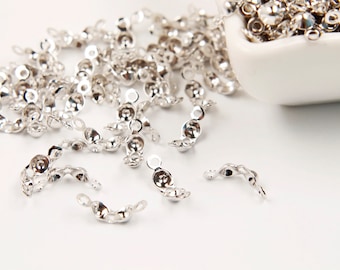 Ball chain cap, Nickel free, 4mm (diameter), Ball chain end cap, Rhodium plated brass, PY19-02, Optional quantity [J36-R6]