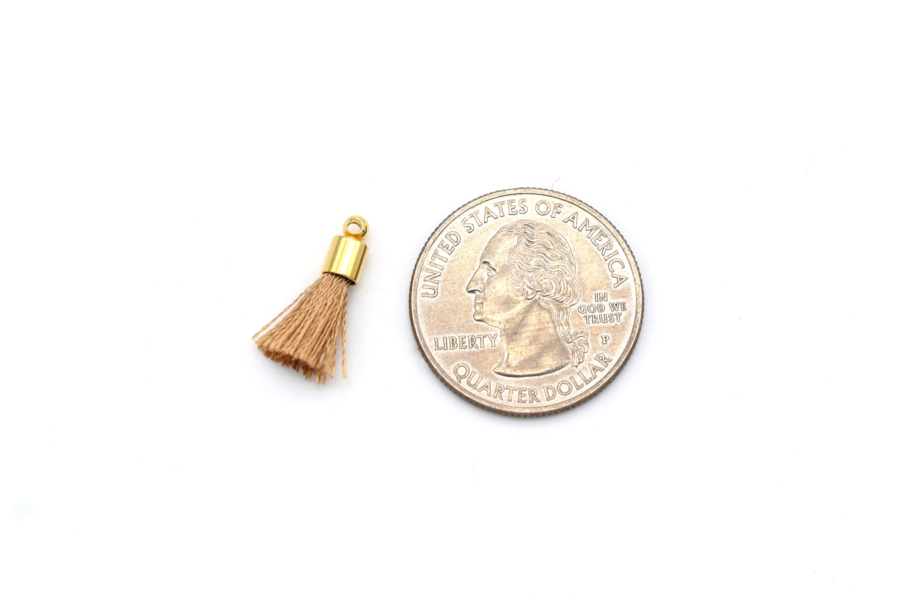Thread Tassel (small, 17mm), Z5-P3, 2 Pcs, Beige Color, 16K