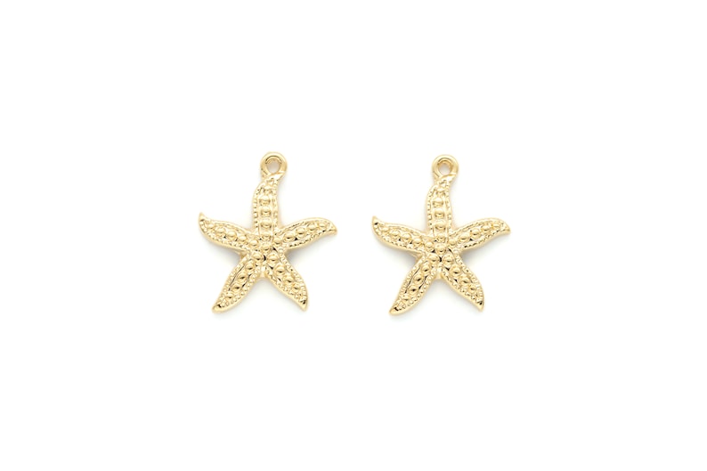 Marine life Ocean life charm Nickel free Star pendant Sea life charm Gold plated zinc alloy 2 pcs O4-G3 Starfish pendant I ONLY