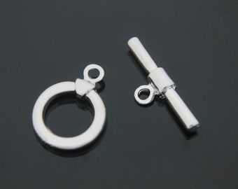 Classic toggle clasp, S56-R1, Nickel free, 10sets, 15mm ring, 23mm bar, Rhodium plated zinc alloy, Toggle, clasp, PY29-02
