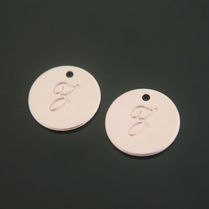 Alphabet Coin, AZ-P9, 2pcs, 12mm, 1mm hole, Coin Pendant with Alphabet Engraved &quot;Z&quot;, Rose Gold Plated Brass, Initial Pendant ni