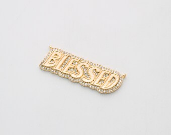 BLESSED Charme, Messing, Cubic Zirkonia, Nickel frei, Buchstabe Charme, einfacher Charme, Großhandel Schmuckherstellung liefert, 1 Stück, [N47-P7)