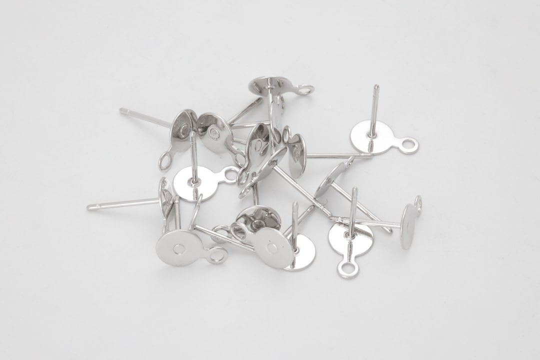 Lote De 20 Postes Para Pendientes De Plata Esterlina 925 - Planos, DIY Joyería, Manualidades