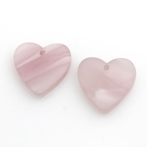 Colgante de encanto de corazón de celuloide de acetato, M3-P4, 2 piezas, 1 agujero, 14x14 mm, 2,6 mm de espesor, luz Rosaline Mix Coin